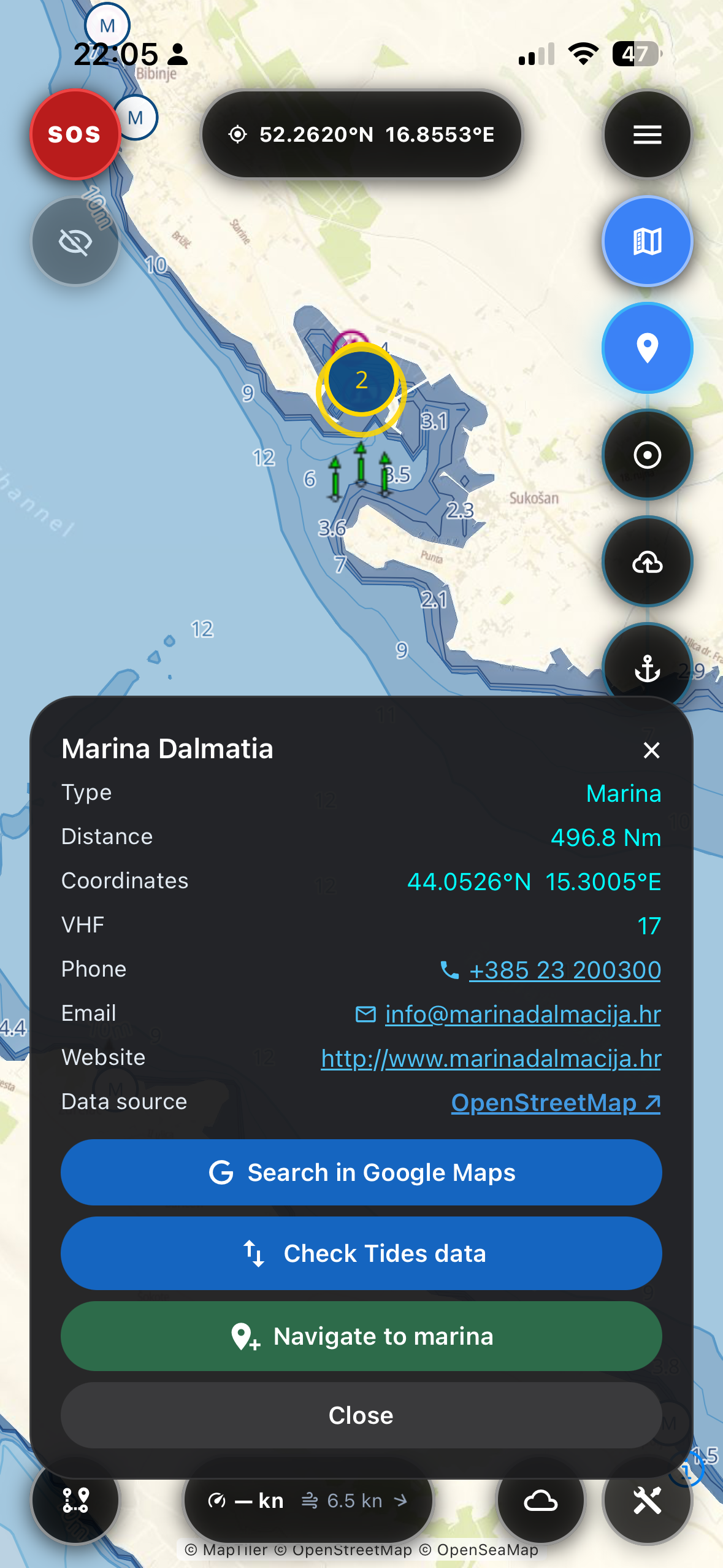 Marina and port details