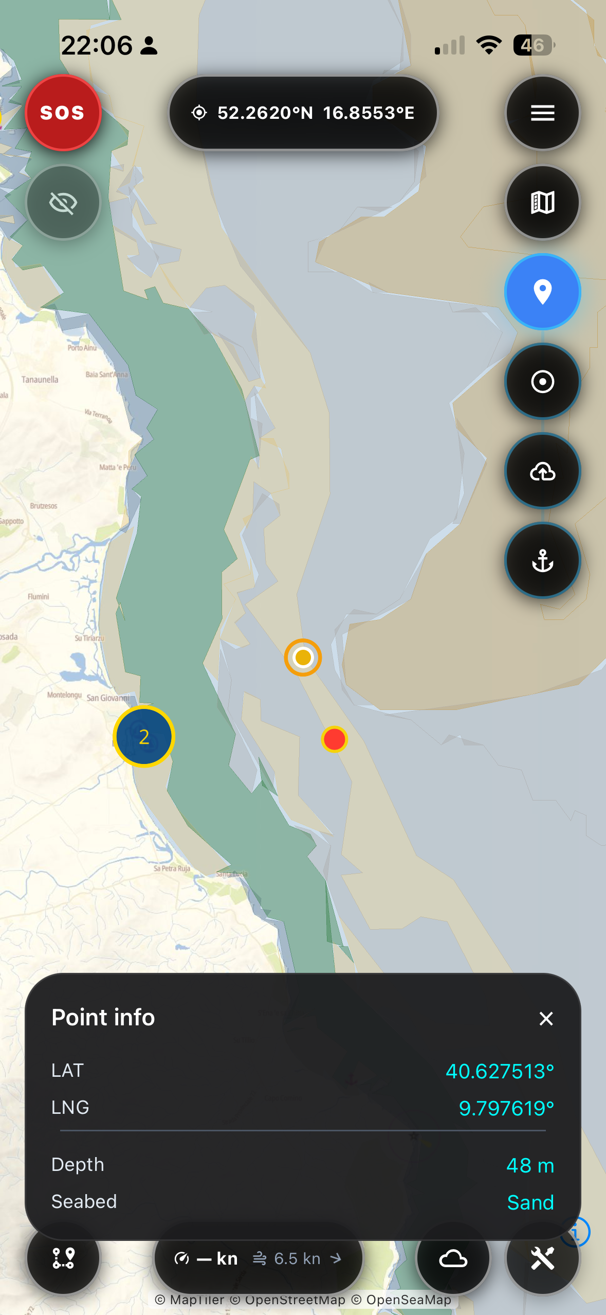 Seabed information for anchorage
