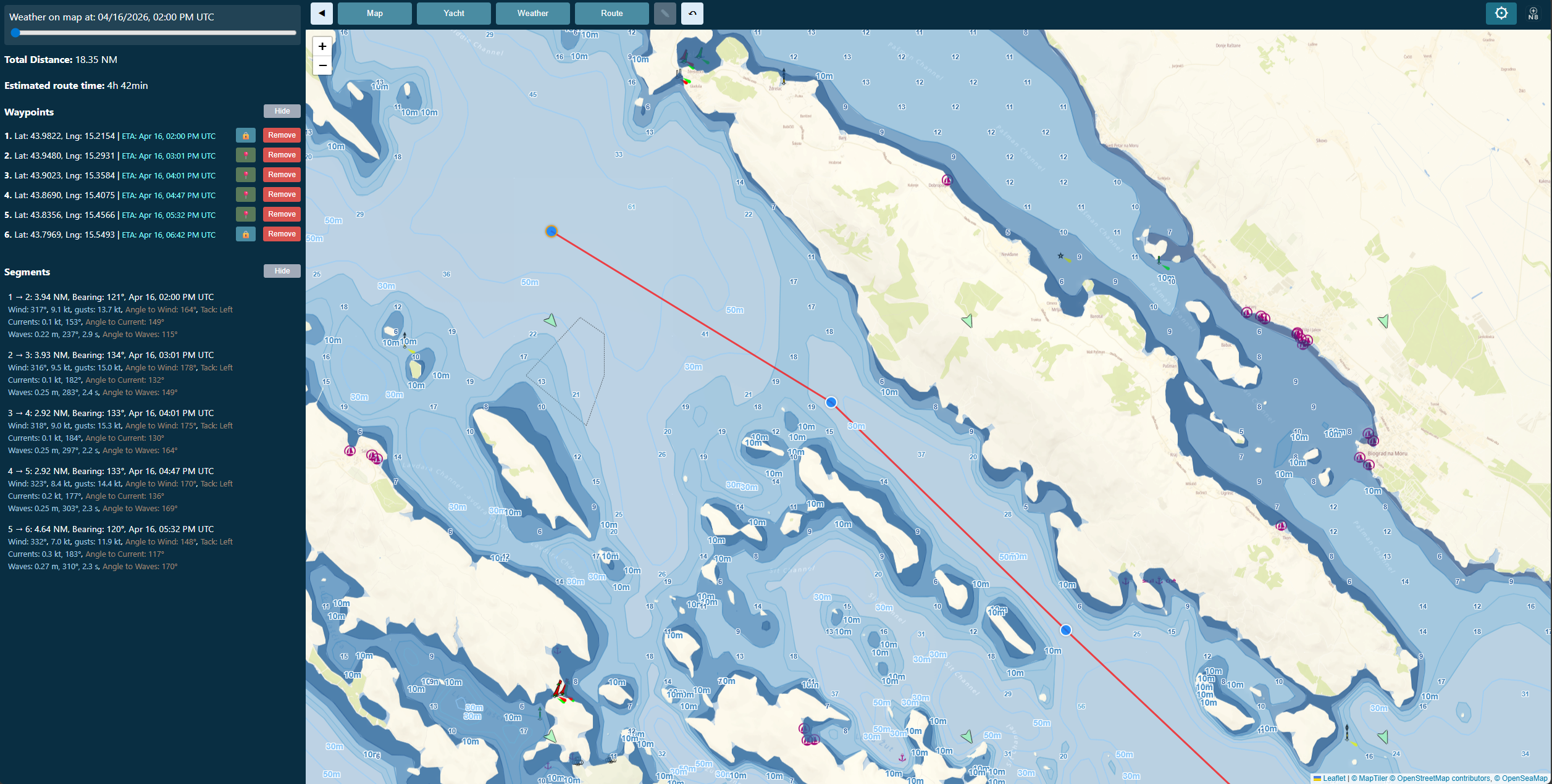 Sea charts with depth and isobaths