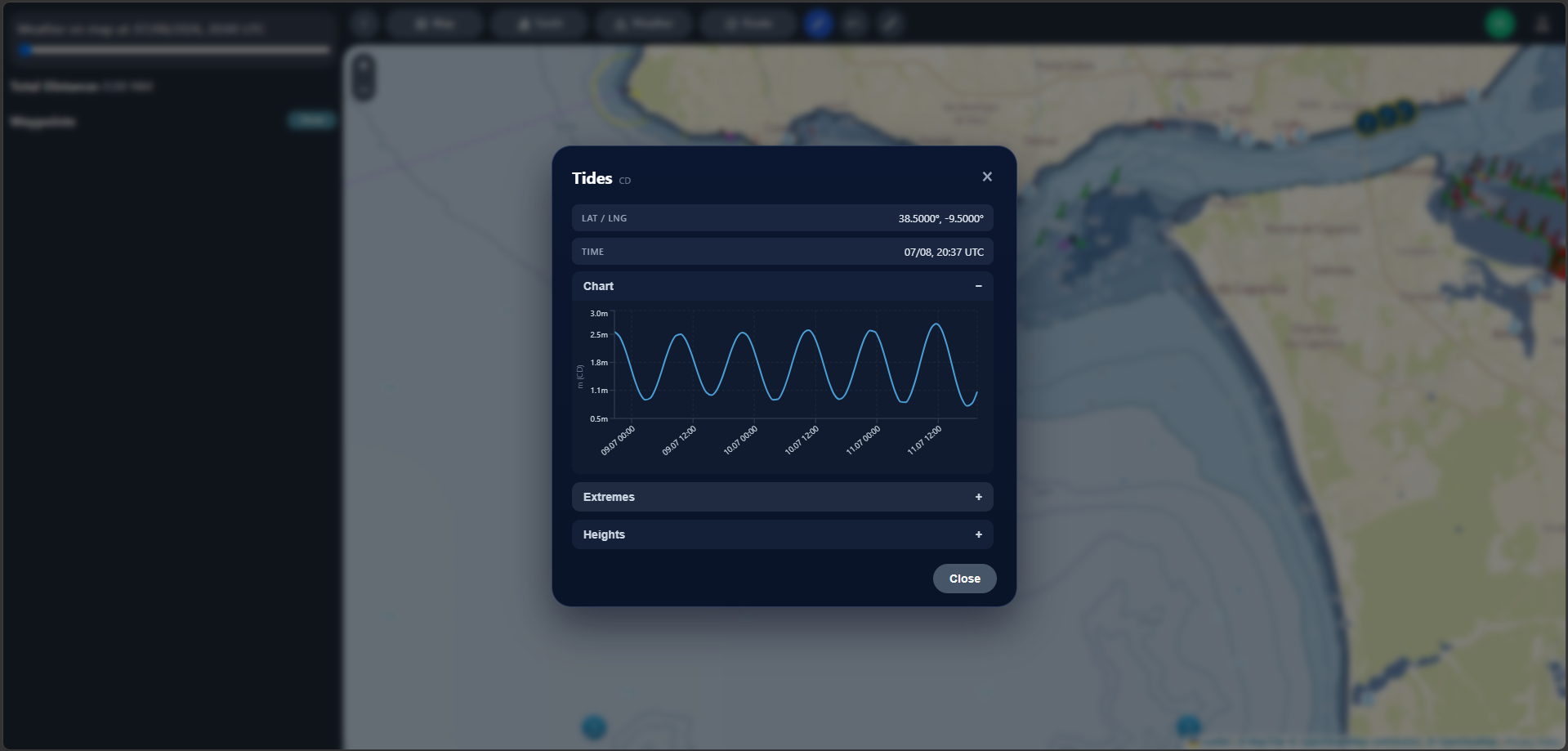 Tide information for any point on the map